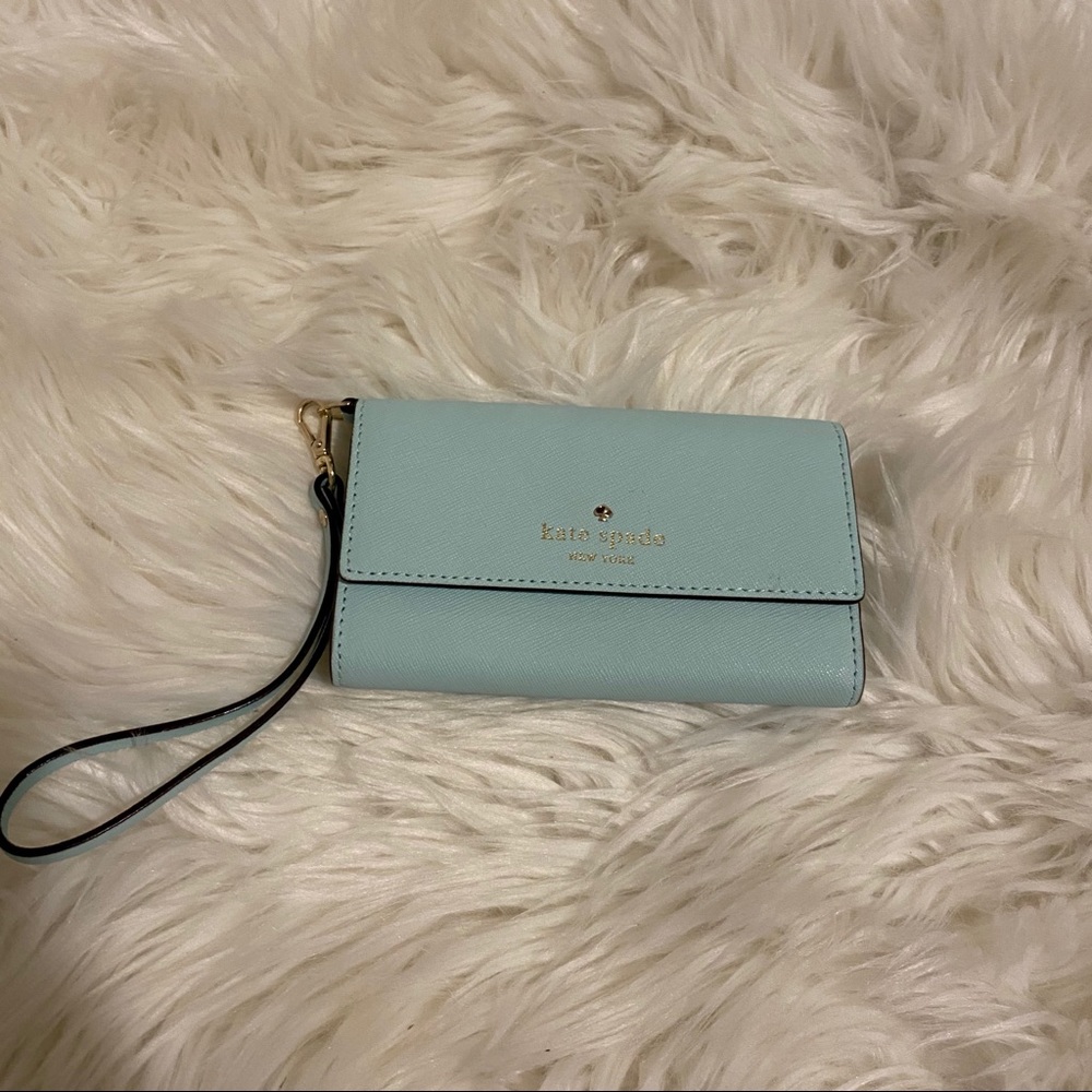 Kate Spade Light Blue Trifold Wristlet